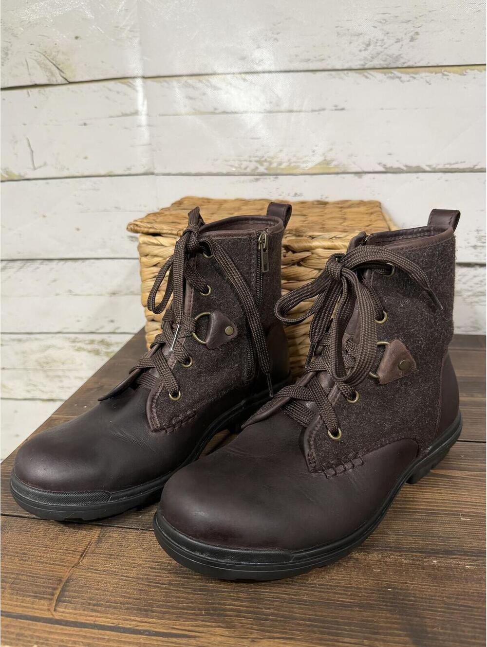 UGG HAPSBURG Leather & Wool Boot Size Women's 8 Brown